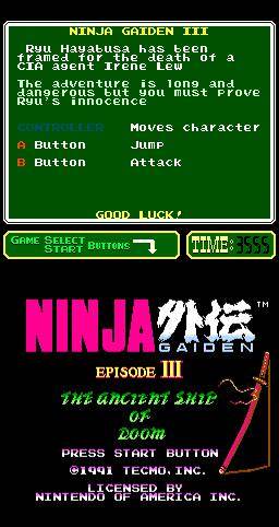 Screenshot of Ninja Gaiden III: The Ancient Ship of Doom (1991) from RAWG